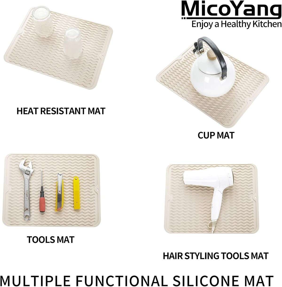 Silicone Dish Drying Mat for Multiple Usage,Easy clean,Eco-friendly,Heat-resistant Silicone Mat for