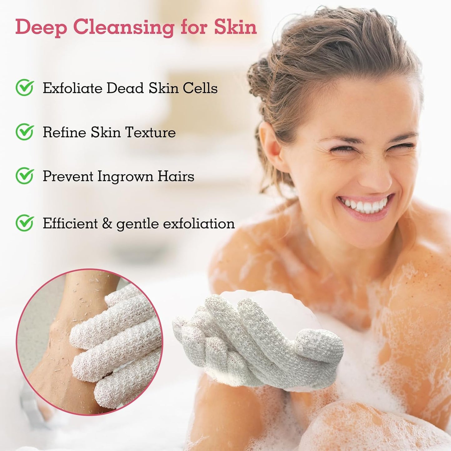 Evridwear Exfoliating Gloves for Shower, 100% Nylon Thick Soft Medium Heavy Bathing Gloves Dead