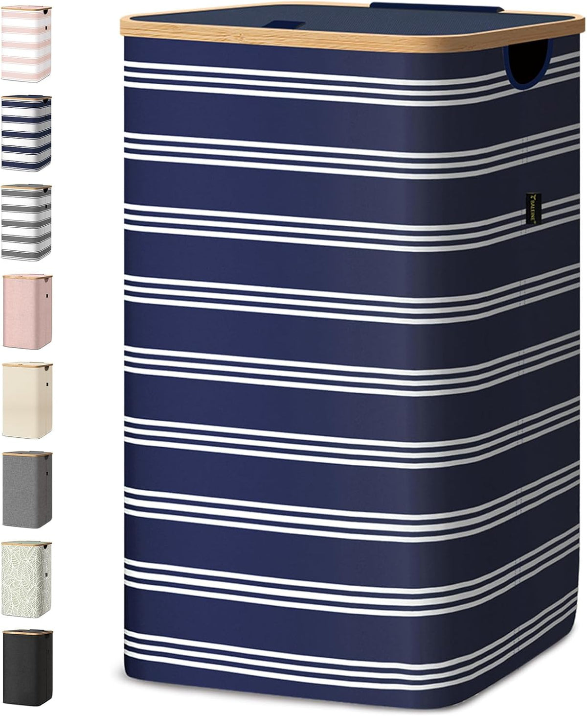 BALEINE Laundry Hamper with Lid, Tall Laundry Baskets with Bamboo Pull Handles, Large Laundry Bin