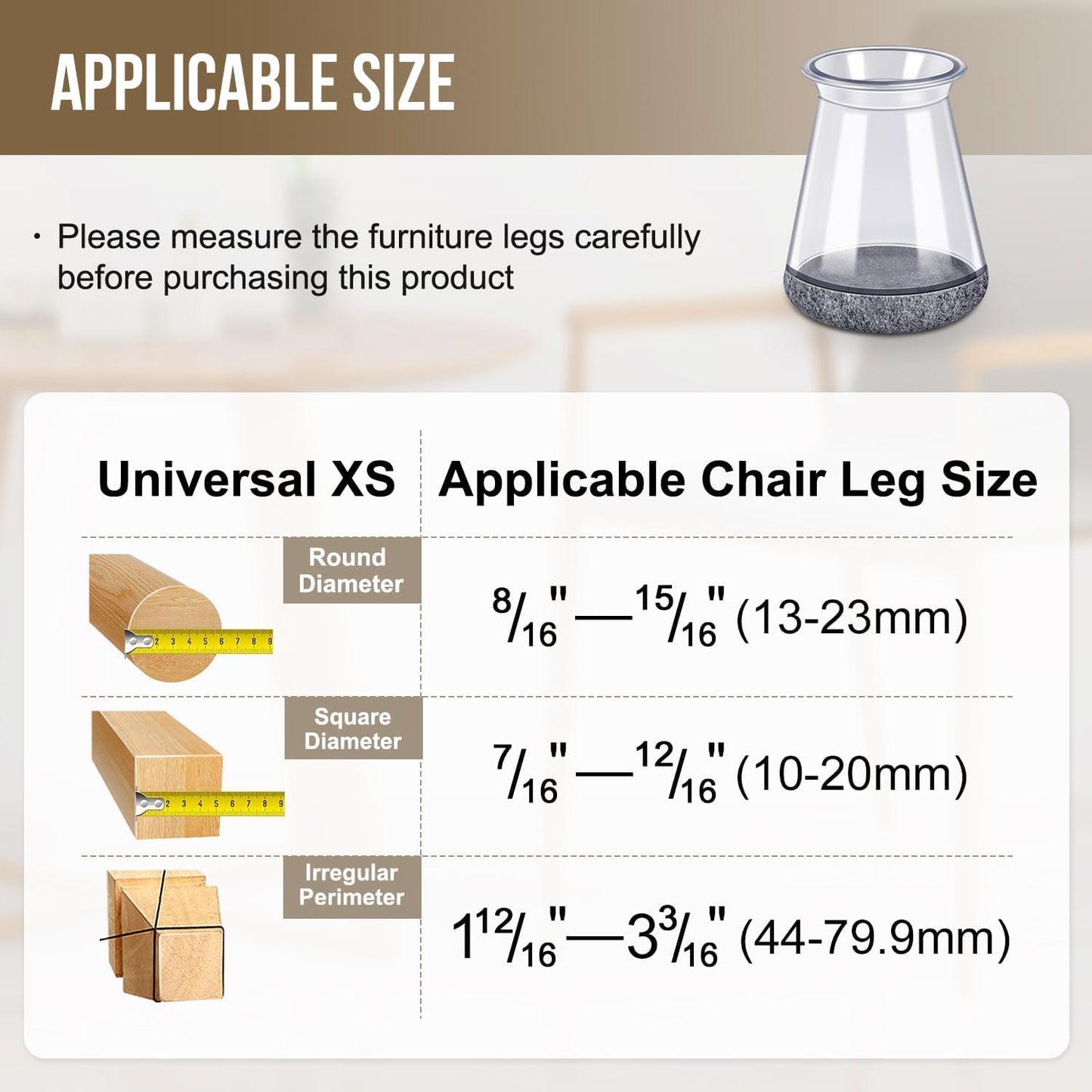 40 Pack Extra Small Chair Leg Floor Protectors Silicone Covers to Protect Floors Universal XS Clear