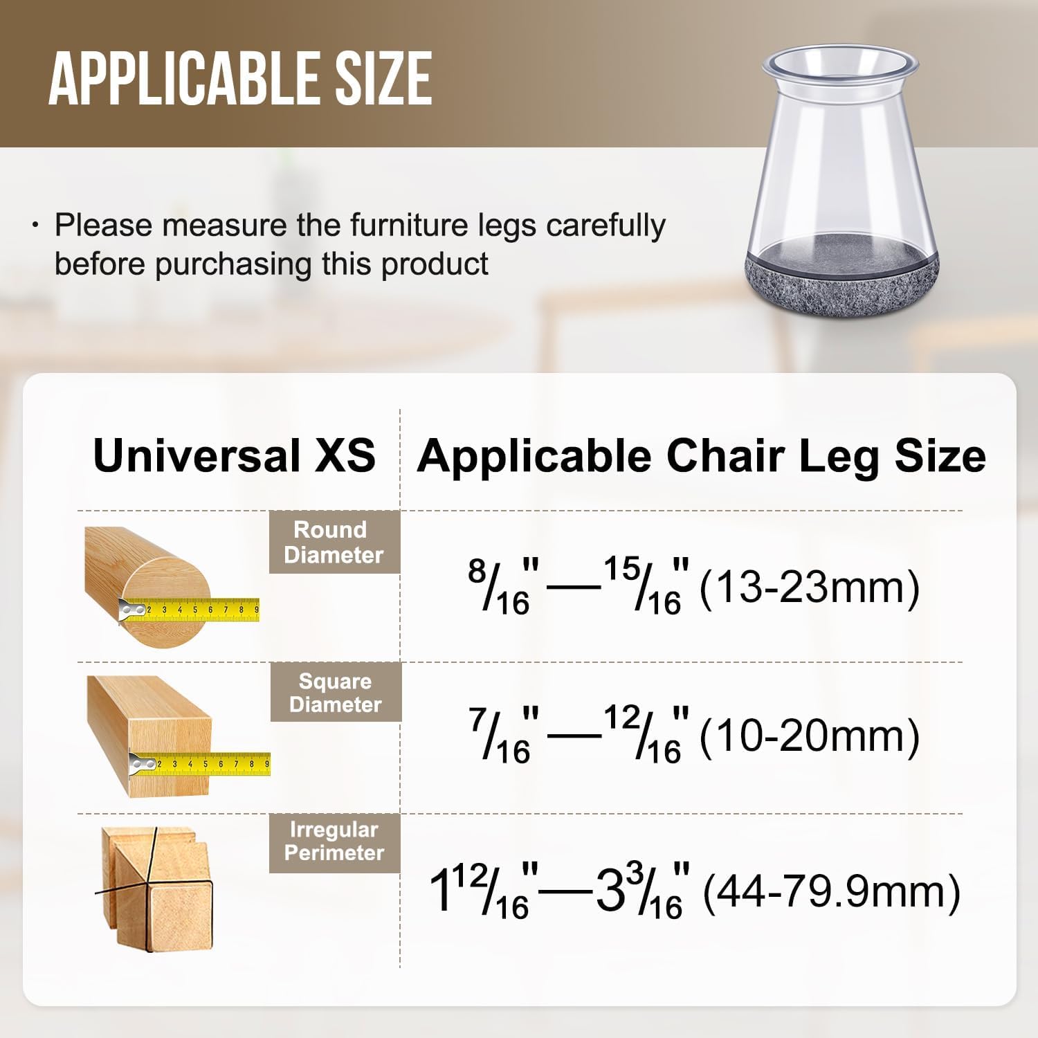 40 Pack Extra Small Chair Leg Floor Protectors Silicone Covers to Protect Floors Universal XS Clear