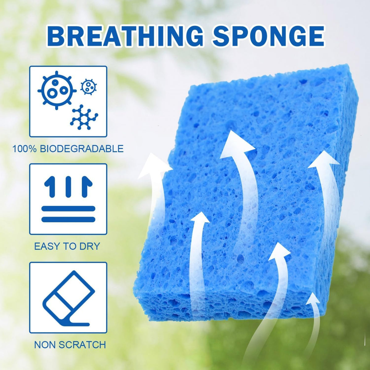 YoleShy Sponges Kitchen 10 Pack Natural Compressed Cellulose Sponges for Dishes Non Scratch for