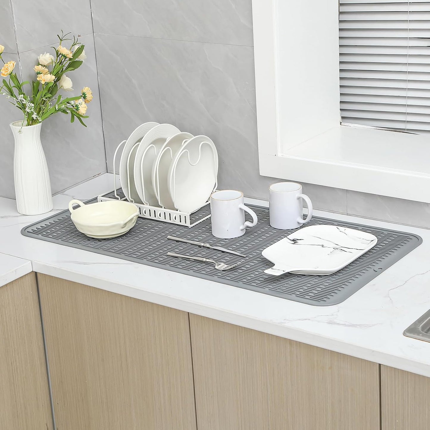 Silicone Dish Drying Mat for Multiple Usage,Easy clean,Eco-friendly,Heat-resistant Silicone Mat for
