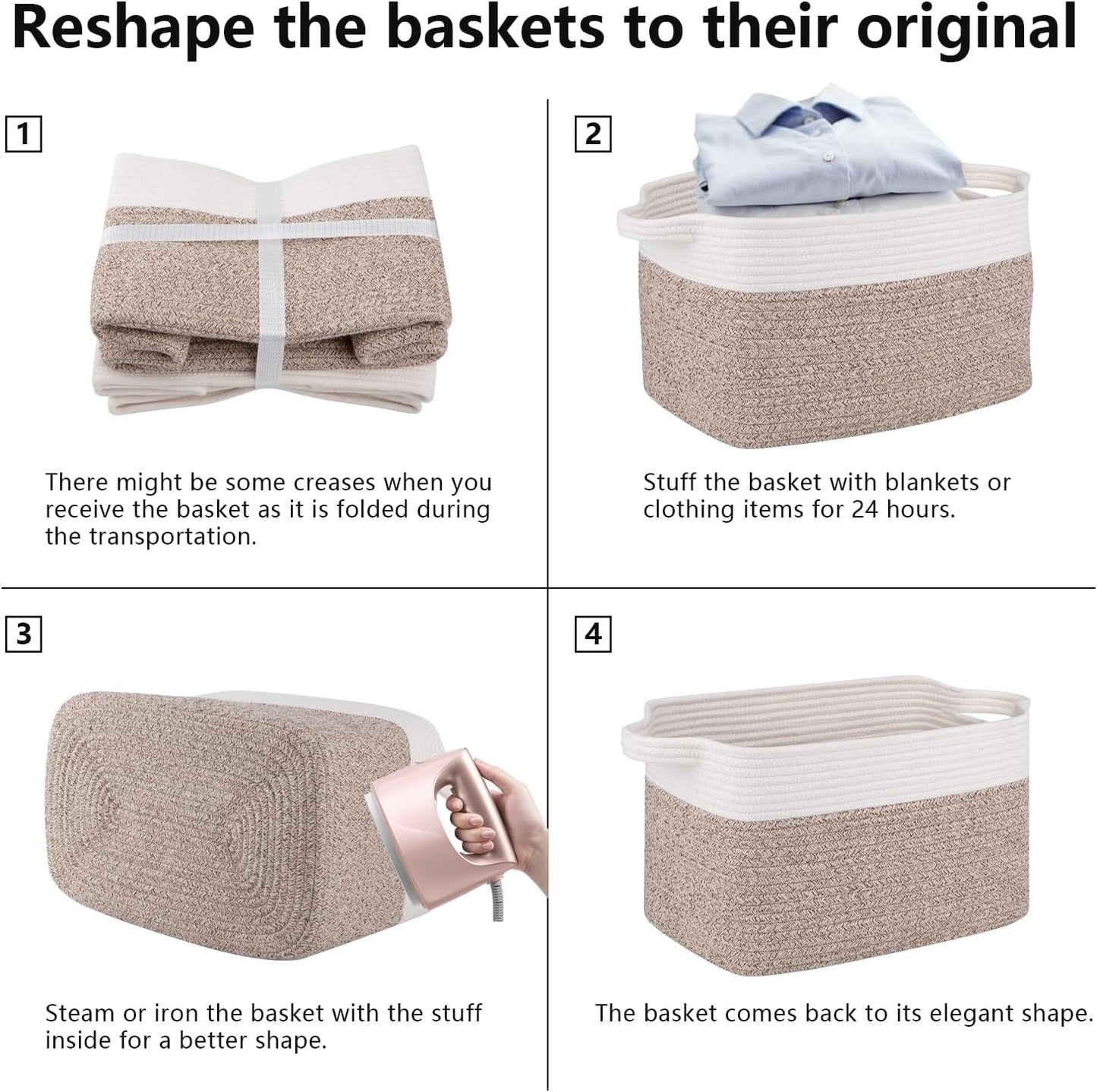 OIAHOMY 3 Pack Storage Baskets for Organizing, 13''X9.85''X8.7'' Storage Bins,Woven Basket with