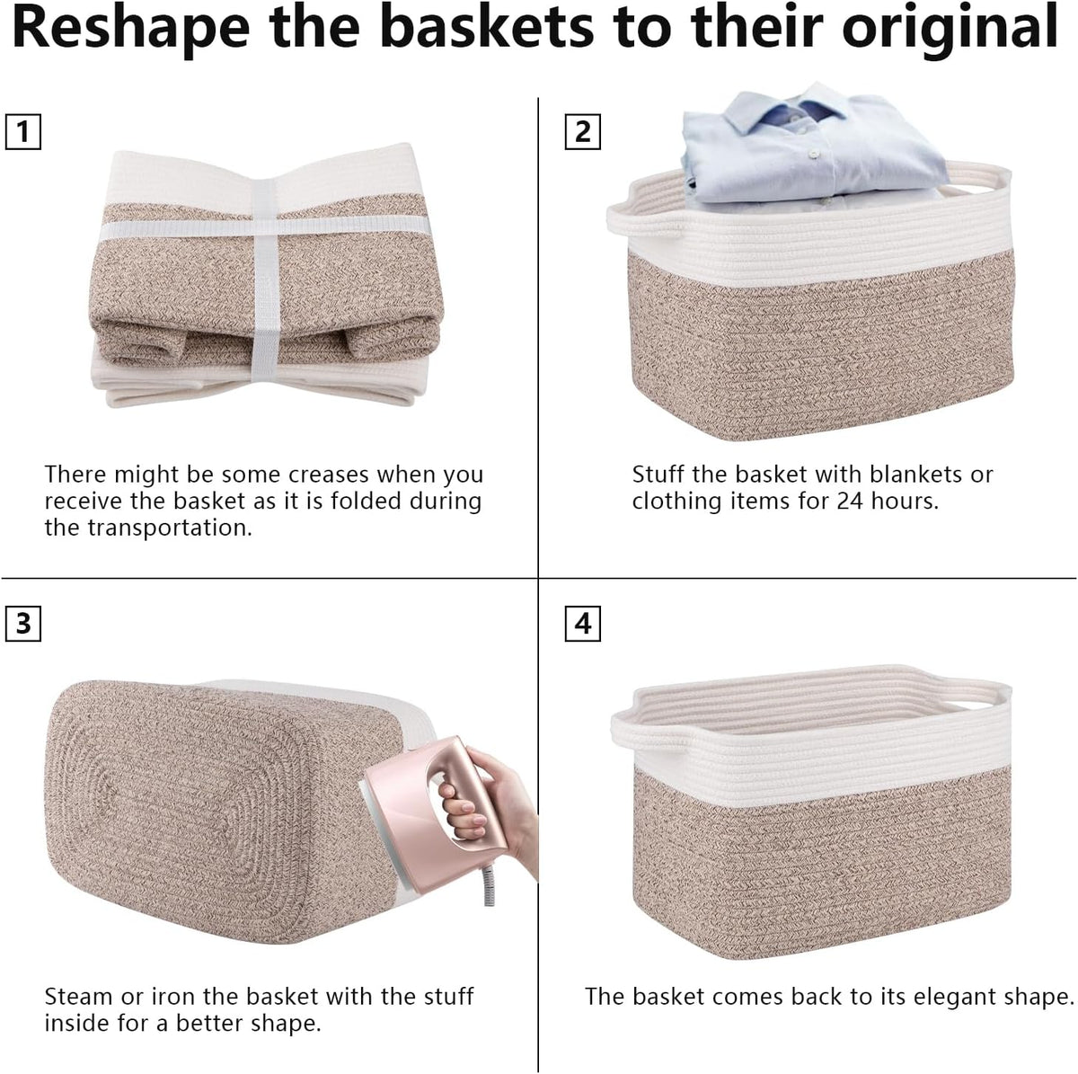 OIAHOMY 3 Pack Storage Baskets for Organizing, 13''X9.85''X8.7'' Storage Bins,Woven Basket with