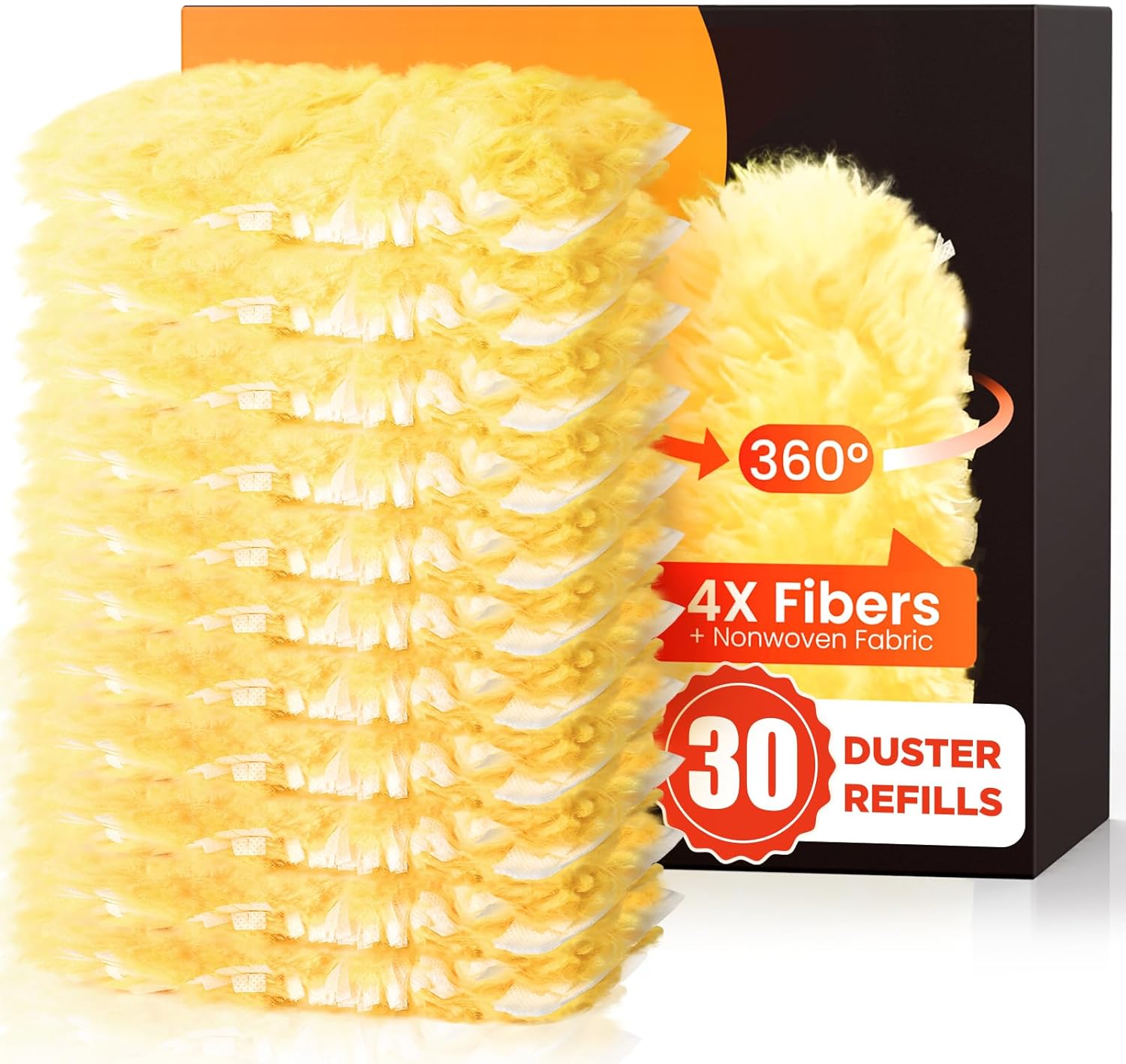 30 Count Heavy Duty Duster Refills for Swiffer, Multisurface 360° Larger Size Dusters with 4X