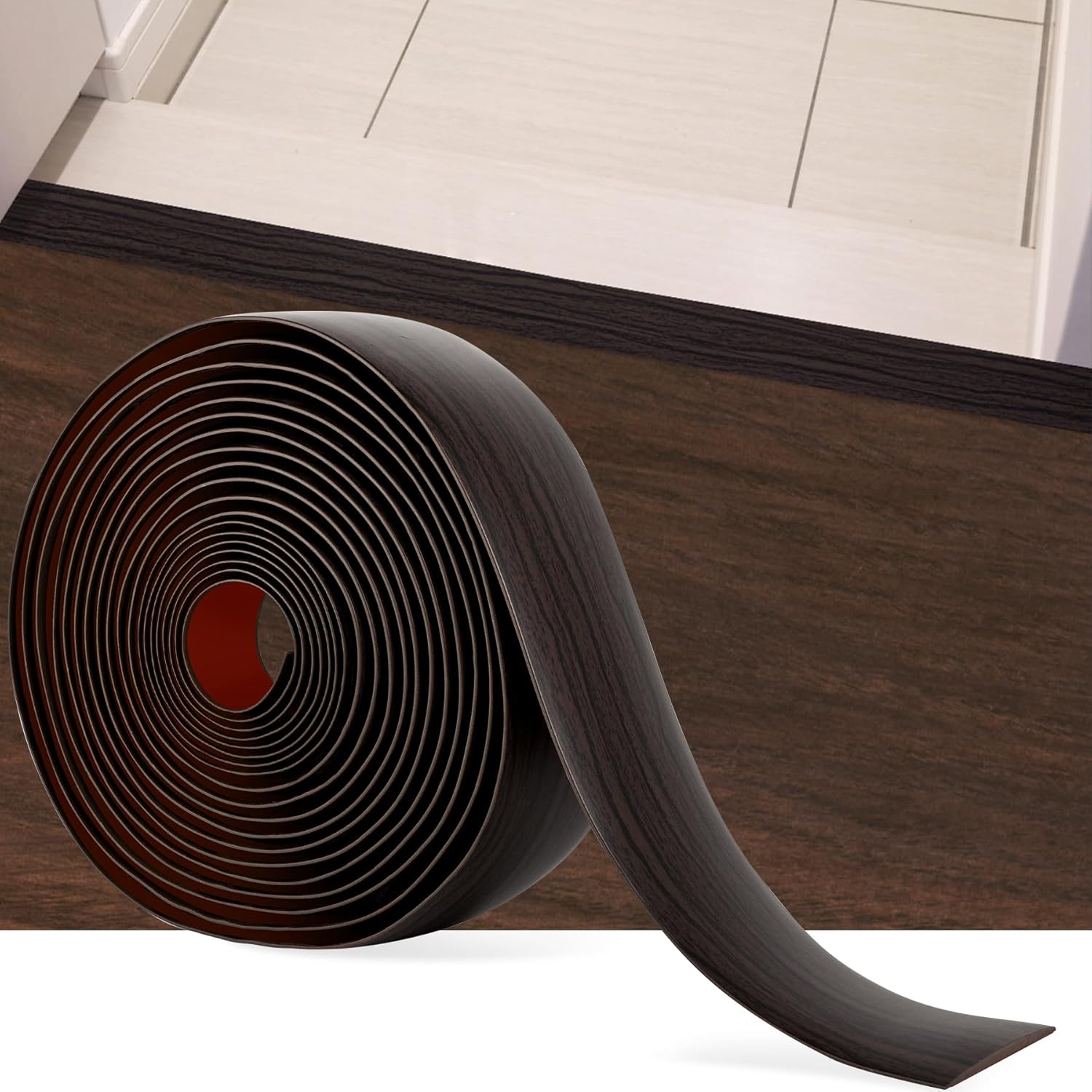 20Ft Floor Transition Strip Self Adhesive Vinyl Cover Floor Strip Flat Divider Transition Strip