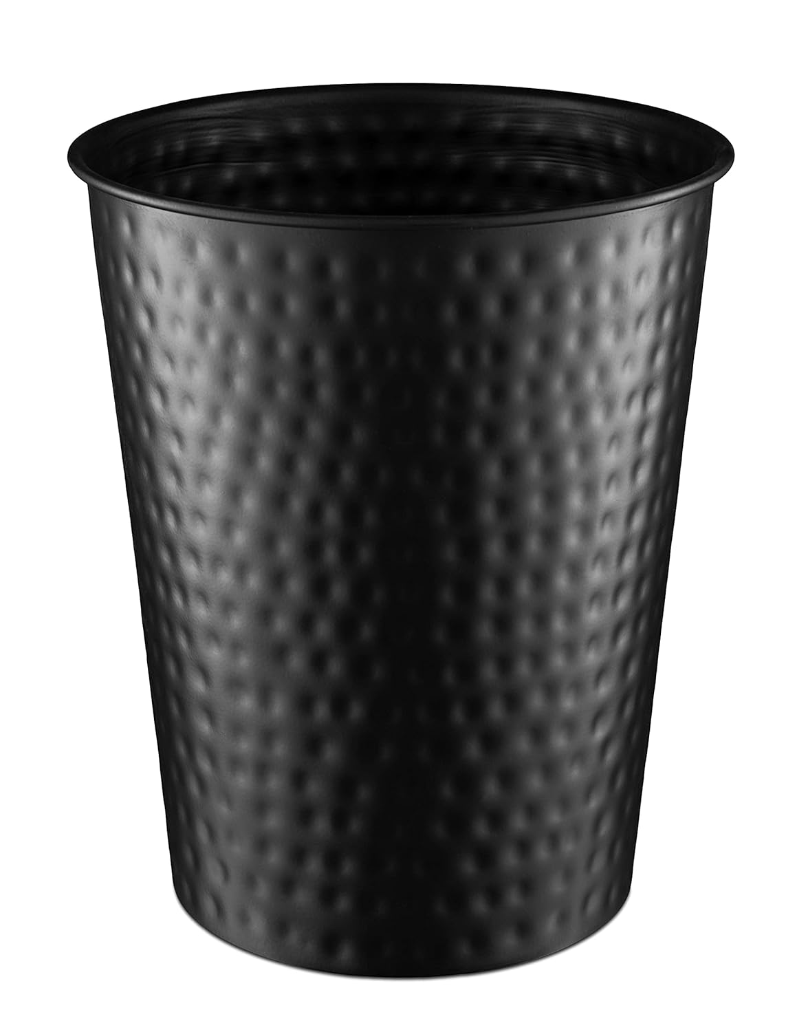 Monarch Abode Black Hand Hammered Metal Wastebasket for Home Office Bedroom, Decorative Waste