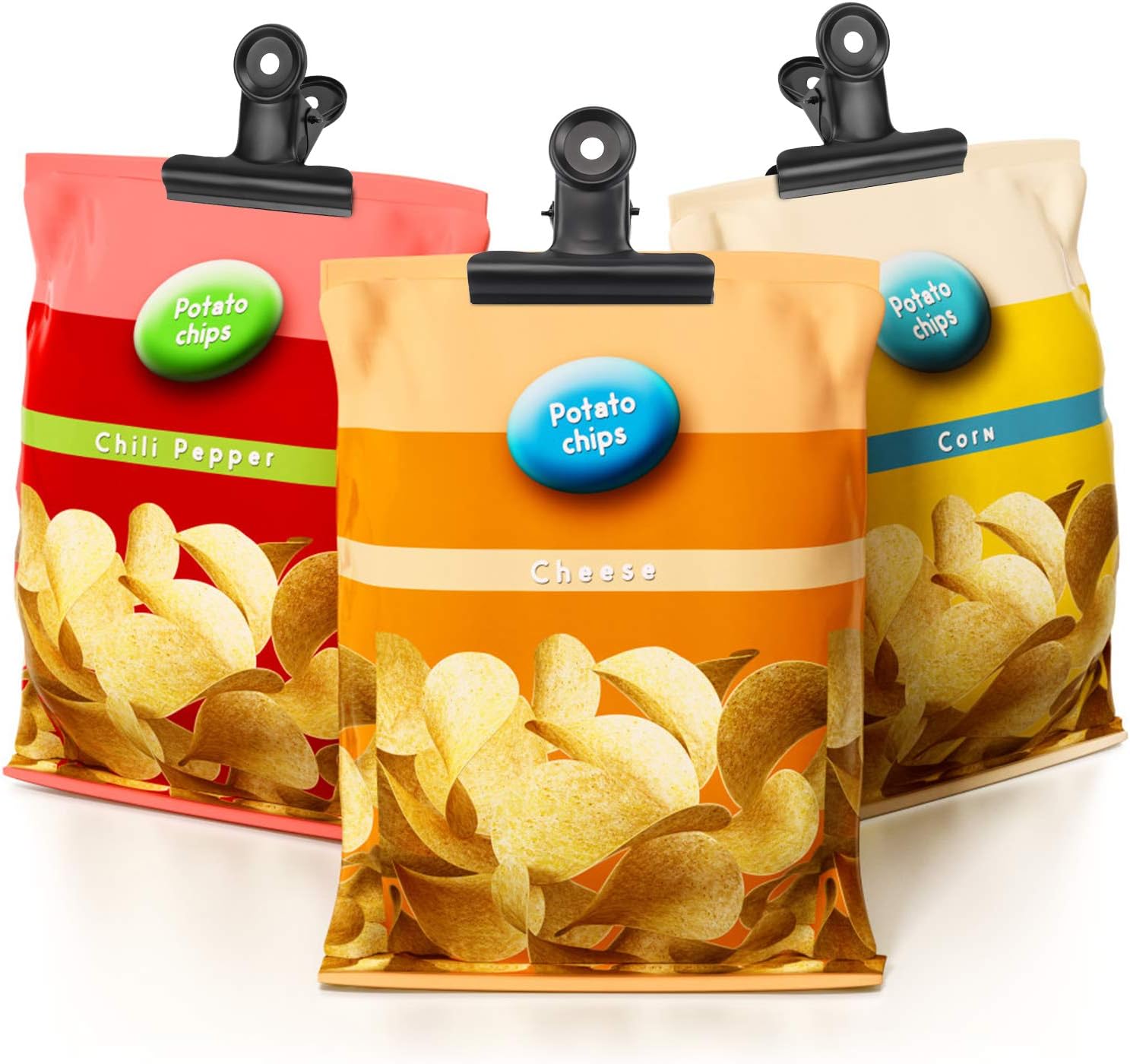 10 Pack Bulldog Clips 2.5 Inches Large Hinge Paper Clips Metal Hinge Clips for Crafts, Food Bags