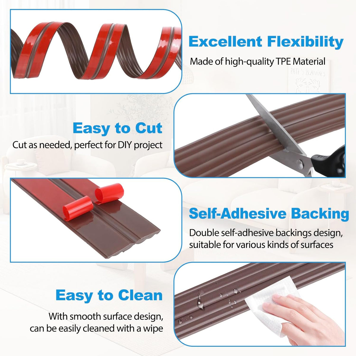 Wall Corner Protector Peel and Stick Corner Trim Molding Flexible Inside & Outside Wall Edge Guard