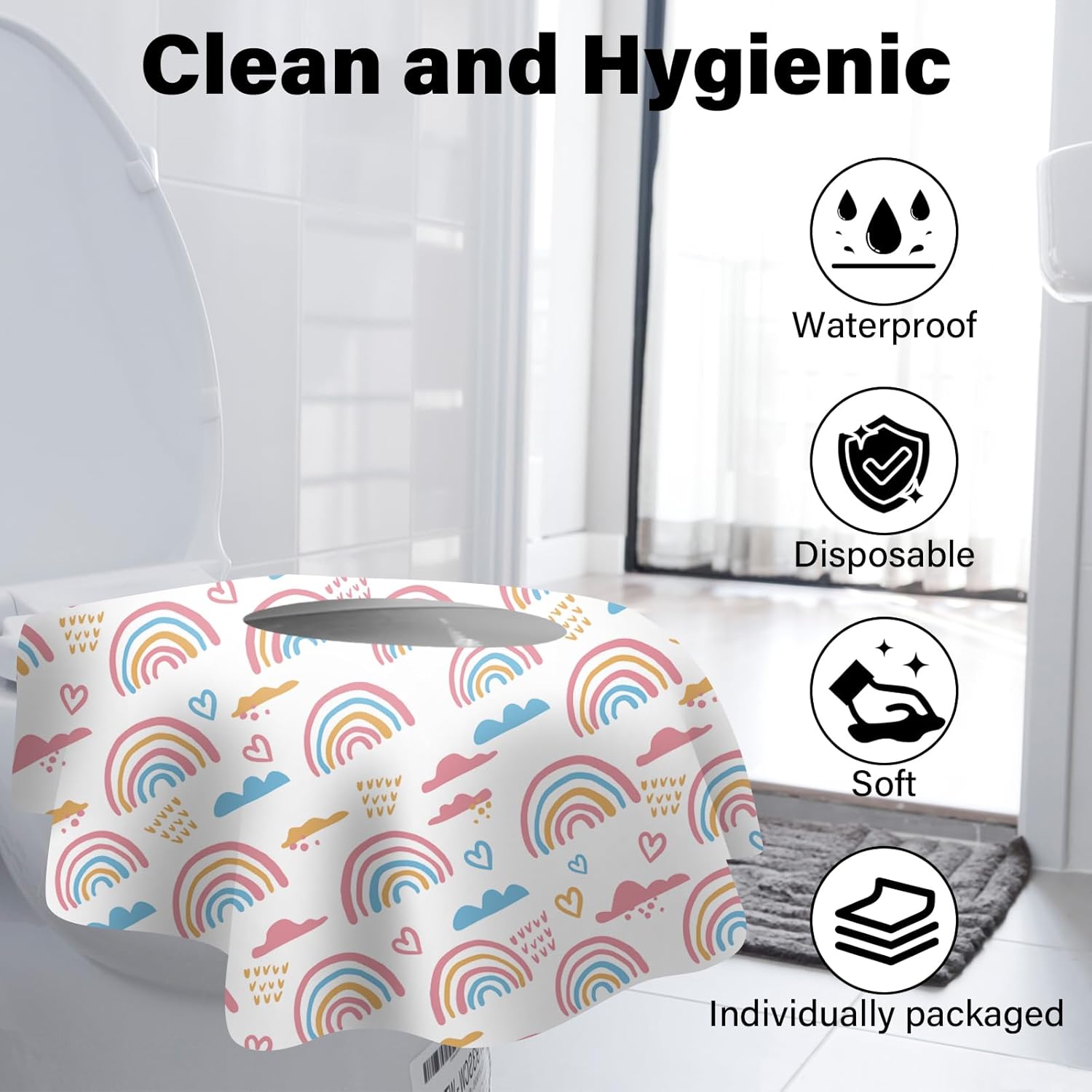 60 Pack Toilet Seat Covers Disposable, Extra Large Waterproof Toilet Cover for Toddlers & Adults