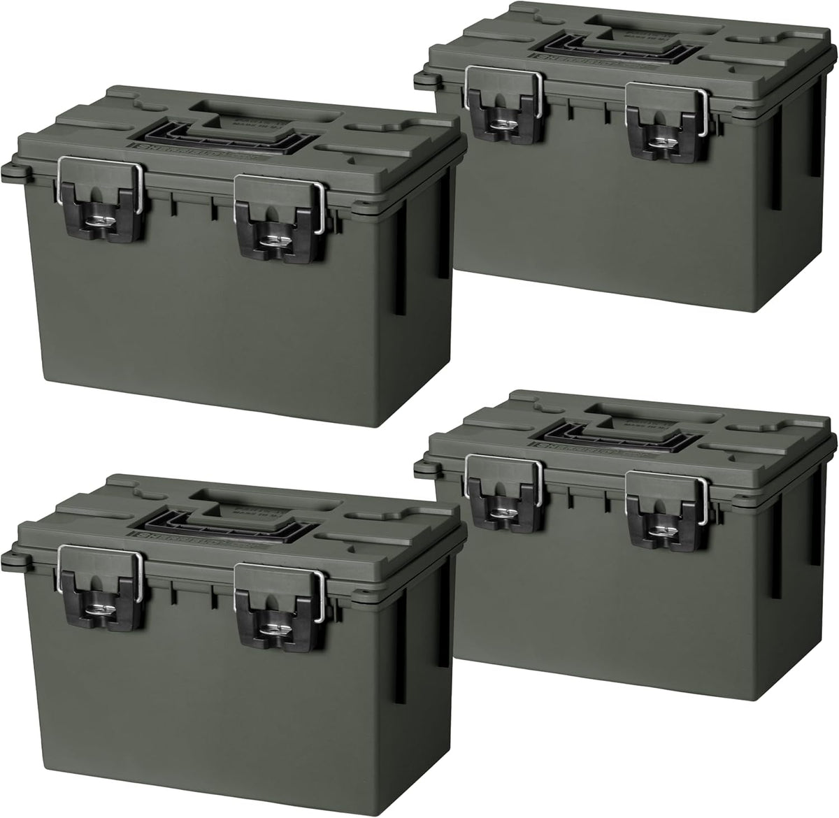 Sheffield 12765 XL Storage Bins With Lids, 4-Pack Stackable Storage Bins, Made in USA, Lockable and