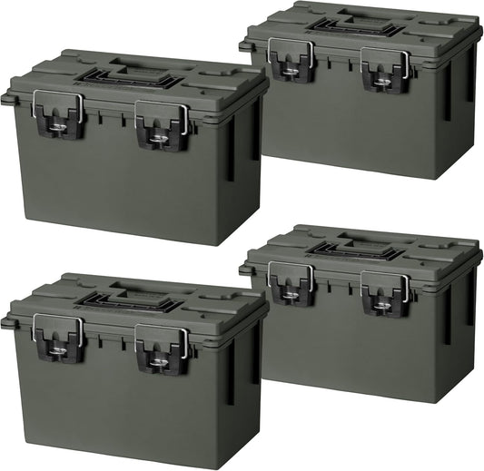 Sheffield 12765 XL Storage Bins With Lids, 4-Pack Stackable Storage Bins, Made in USA, Lockable and