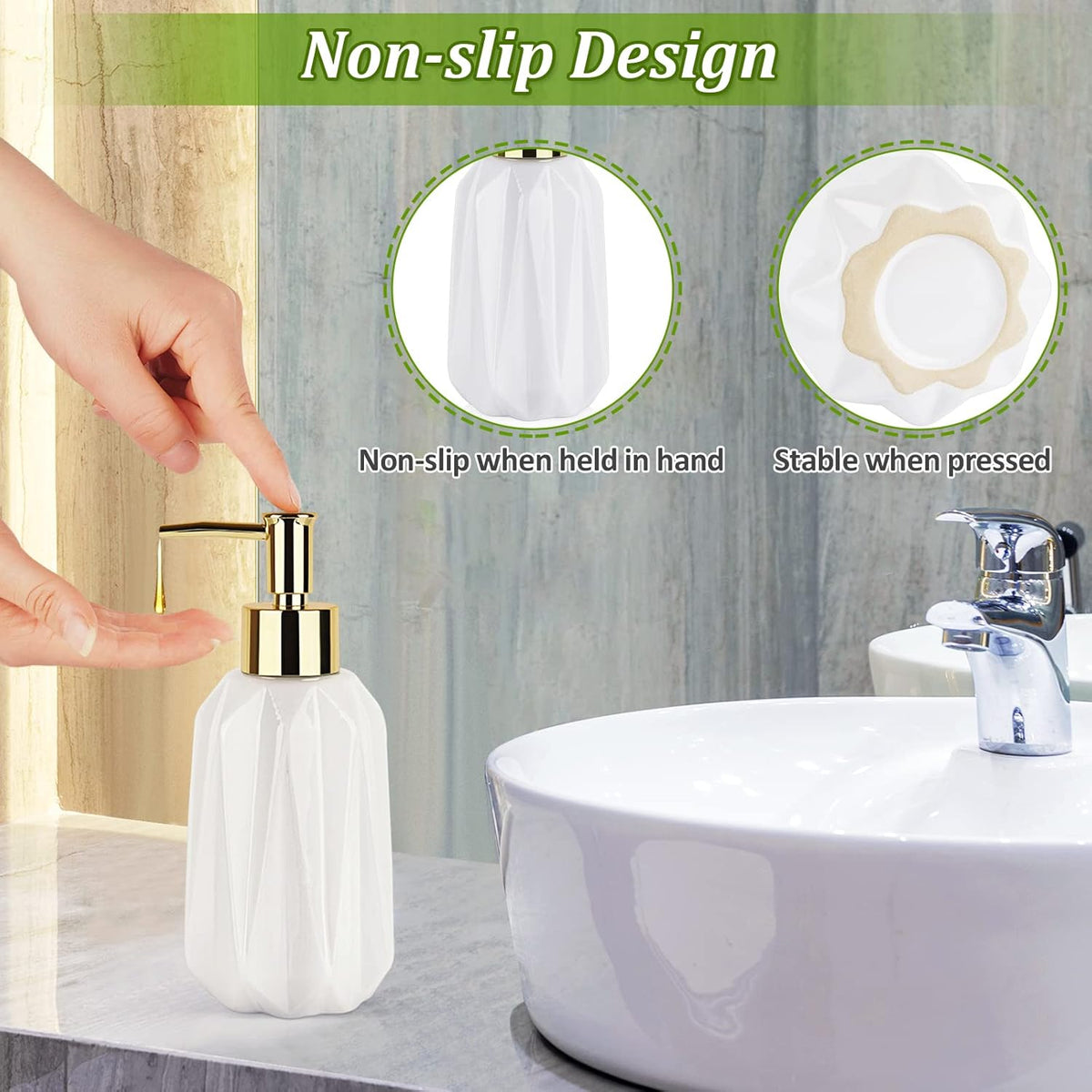 Natheeph Dish Soap Dispenser, Hand Soap Dispenser Ceramic Bottle, Refillable Liquid Great for