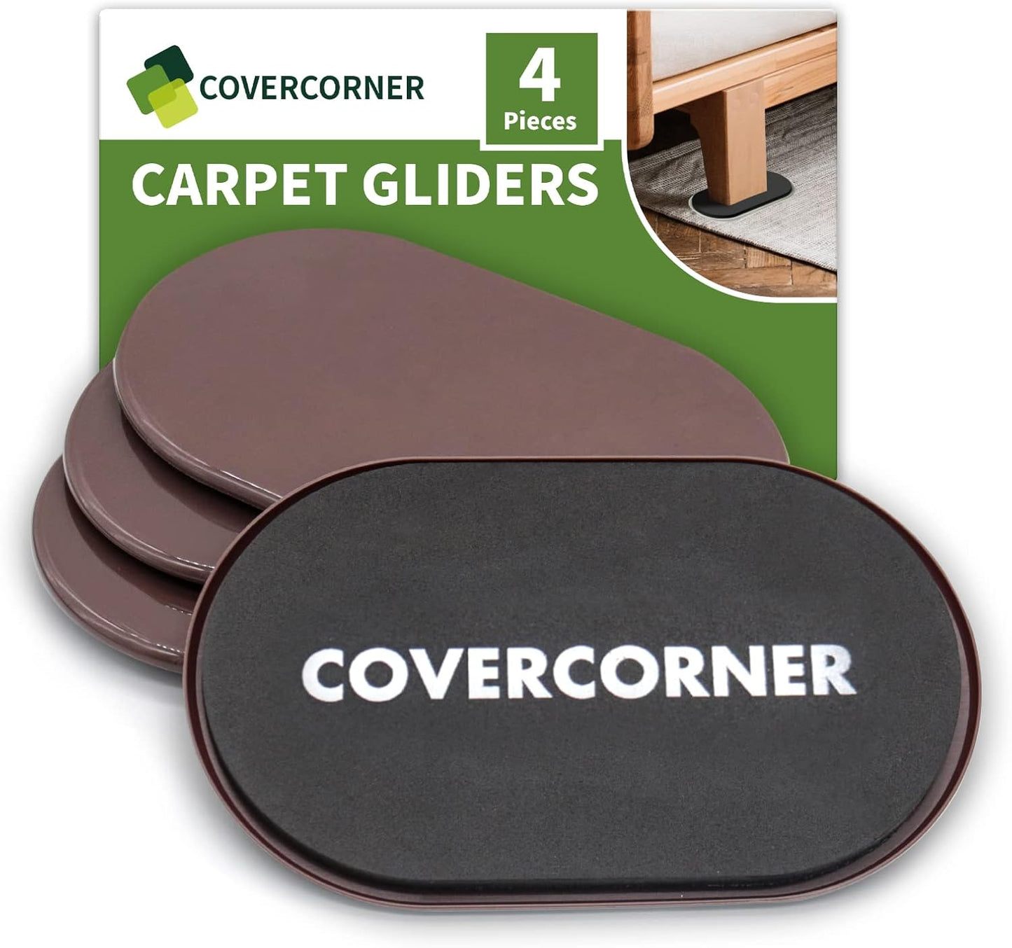 Furniture Sliders for Carpet 4 PCS - 9 1/2 inch Furniture Moving Slider Chair Legs Floors