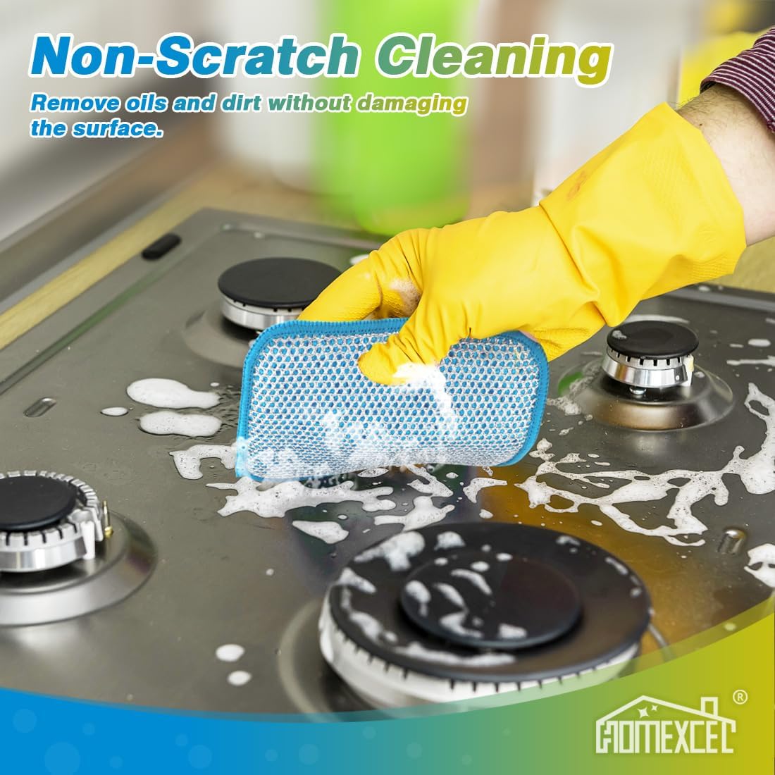HOMEXCEL 12 Pack Scrub & Wipe Cloths, Scrub Sponges with Non-Scratch Wire Dishwashing Rag for