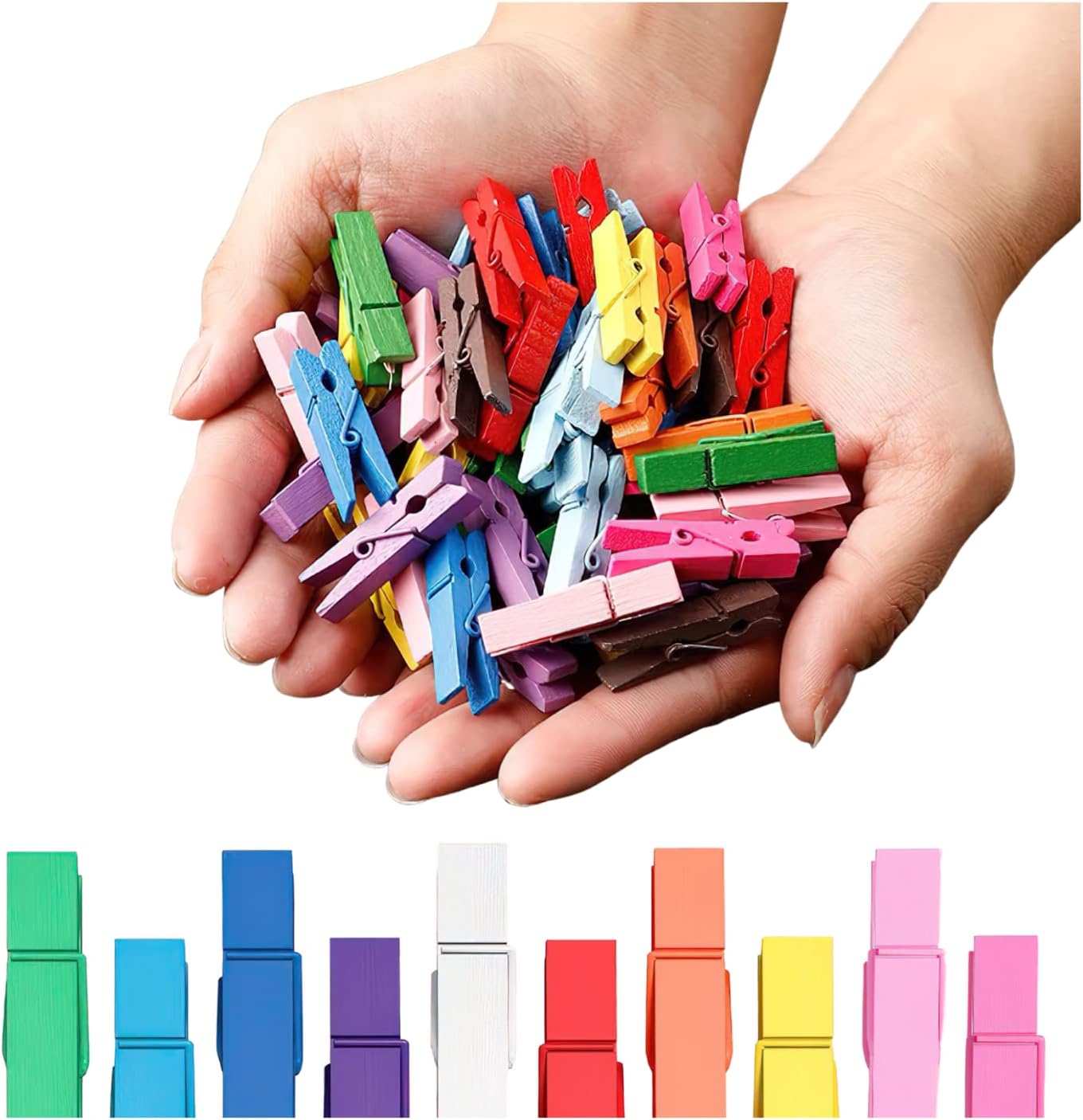 Clothespins, Small Clothes Pins for Photos, 1.4'' 100 PCS Natural Birchwood Mini Clothes Pins