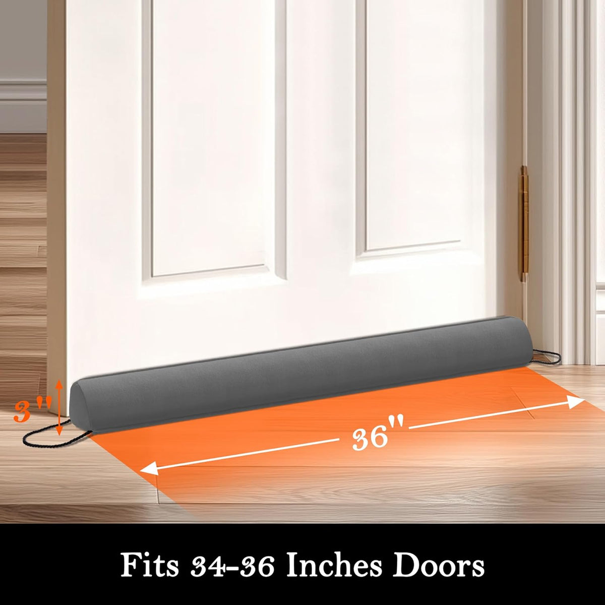 Sunolga 36" Door Draft Stopper Blocks Hot and Cold Air with Removable Washable Cover for Gaps Up to