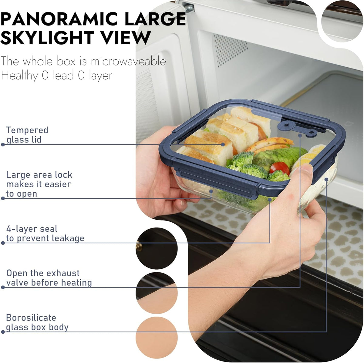 10-Pack Glass Food Storage Containers with Tempered Lids – Borosilicate, Airtight, Oven-Safe