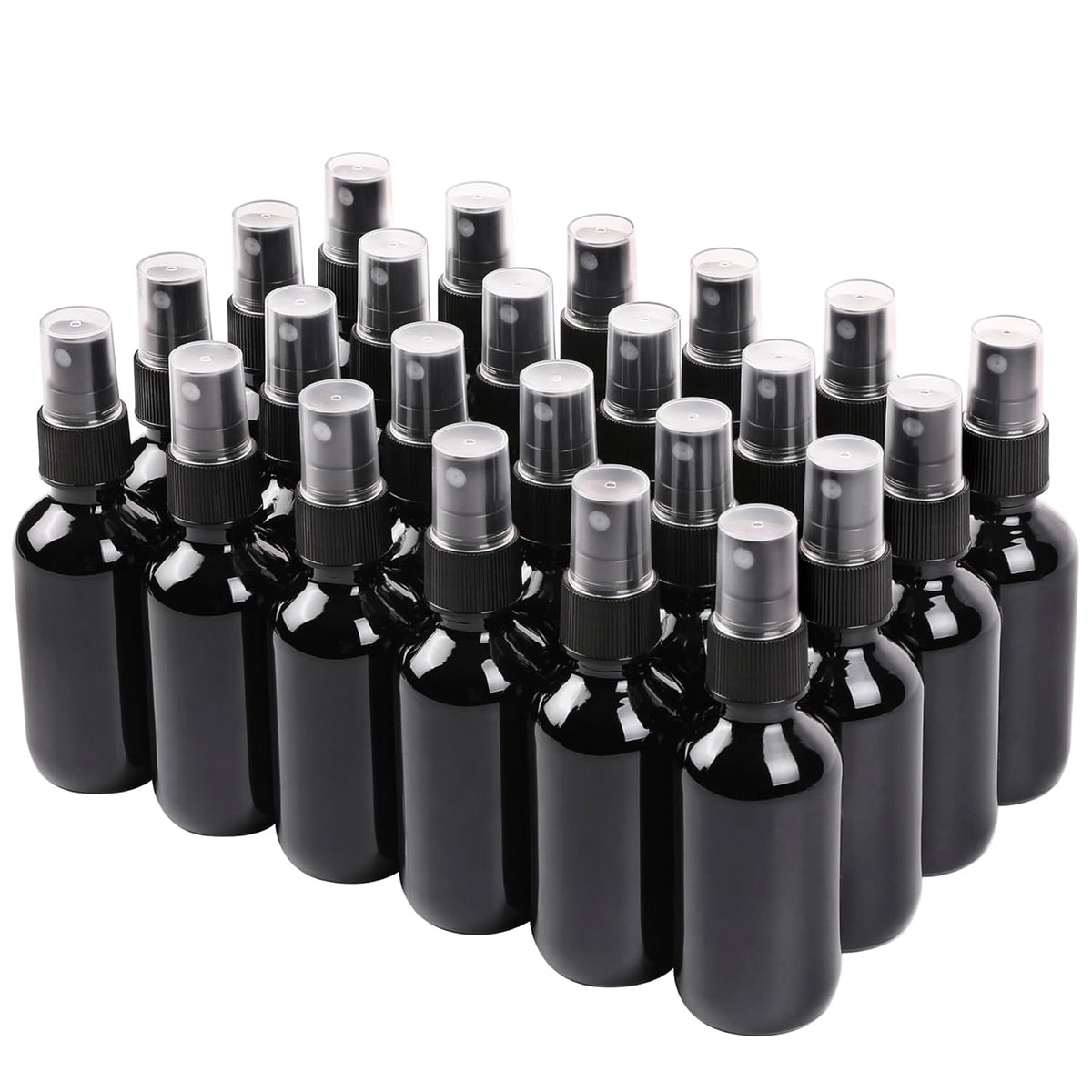 Black Glass Small Spray Bottle 2 oz 24 Packs,Fine Mist Sprayer Small Clear Bottles,Refillable