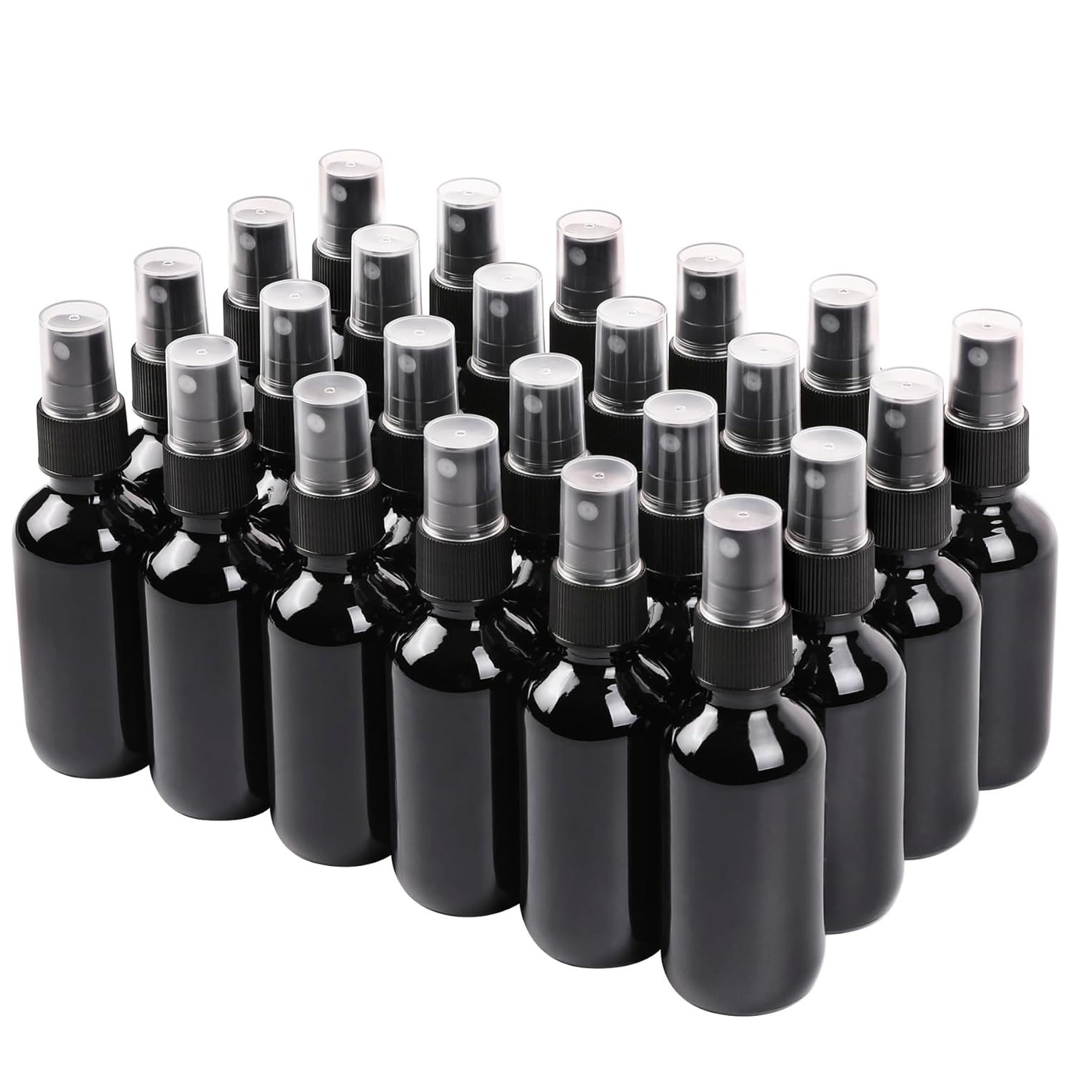 Black Glass Small Spray Bottle 2 oz 24 Packs,Fine Mist Sprayer Small Clear Bottles,Refillable