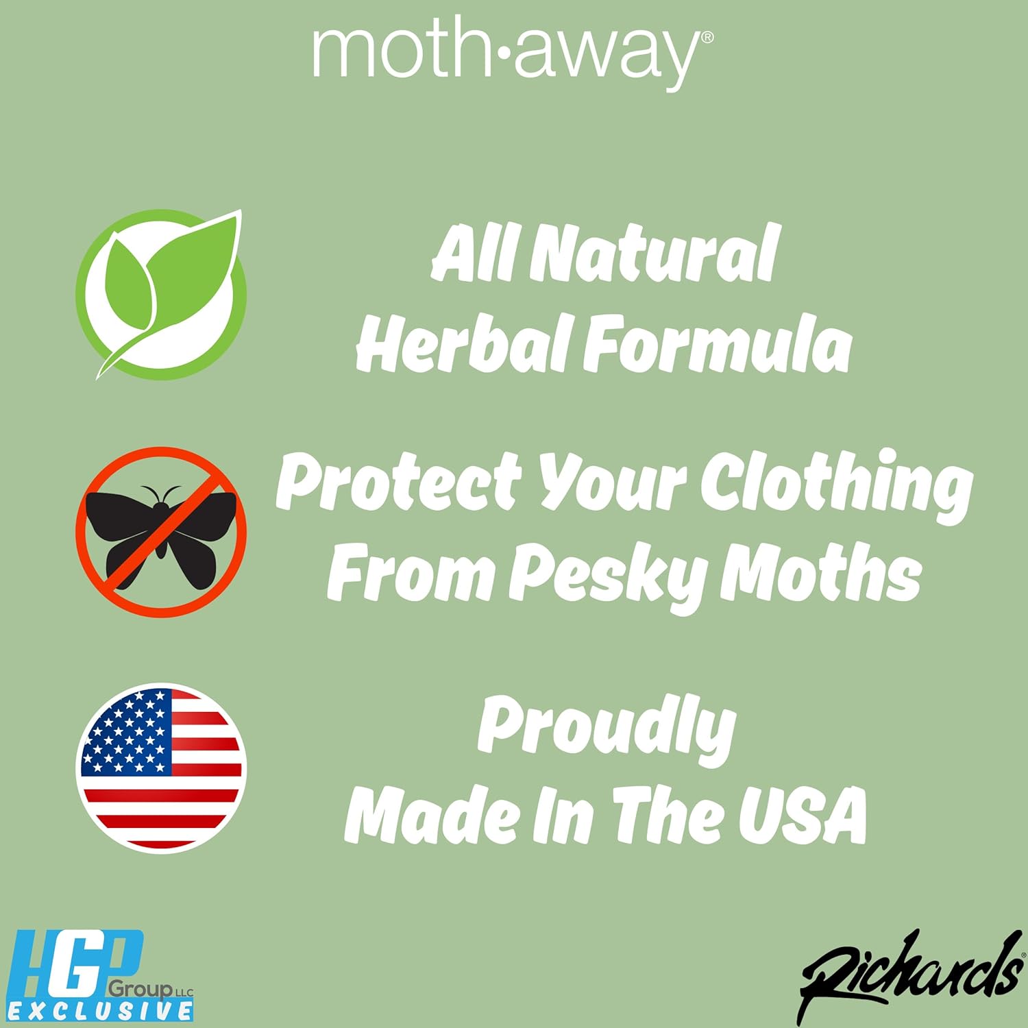 Richards Homewares Moth Away Sachets – 24-Pack Natural Herbal Moth Repellent, Non-Toxic &