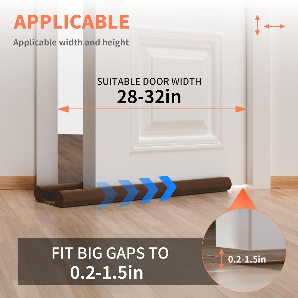 Upgraded Door Draft Stopper for Bottom of Door, Under Door Gap Filler for Big Gap, No Folding