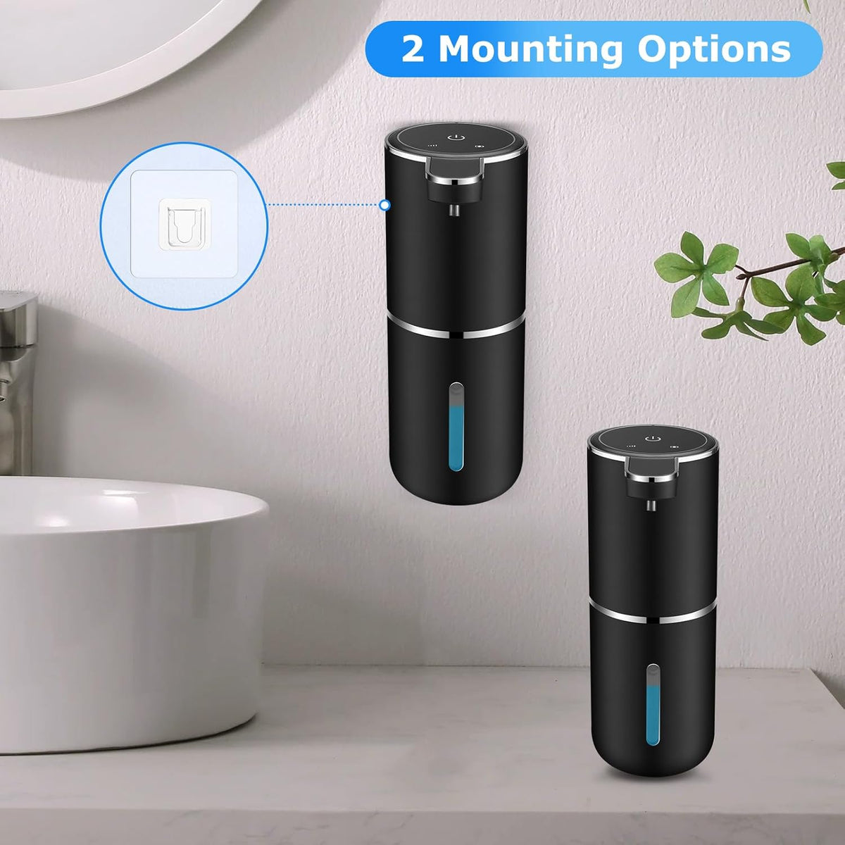 2 Pack Automatic Soap Dispensers,12.8oz/380ml USB Touchless Automatic Foaming Soap