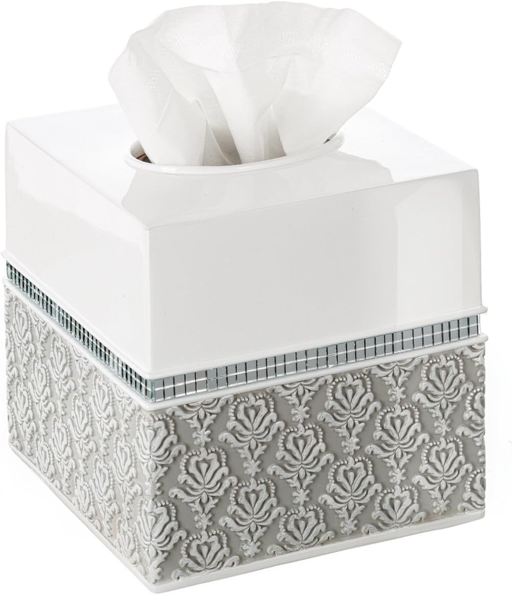 Creative Scents Mirror Damask Square Tissue Box Cover - Decorative Bathroom Tissues Paper Holder