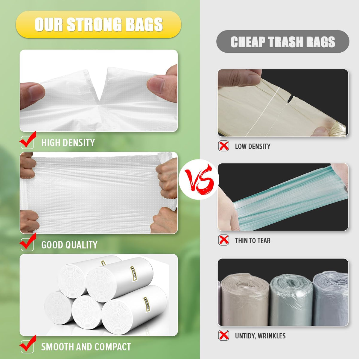 13 Gallon Tall Kitchen Trash Bags - 110 Count Clear Plastic Garbage Bags Unscented Trash Can Liners