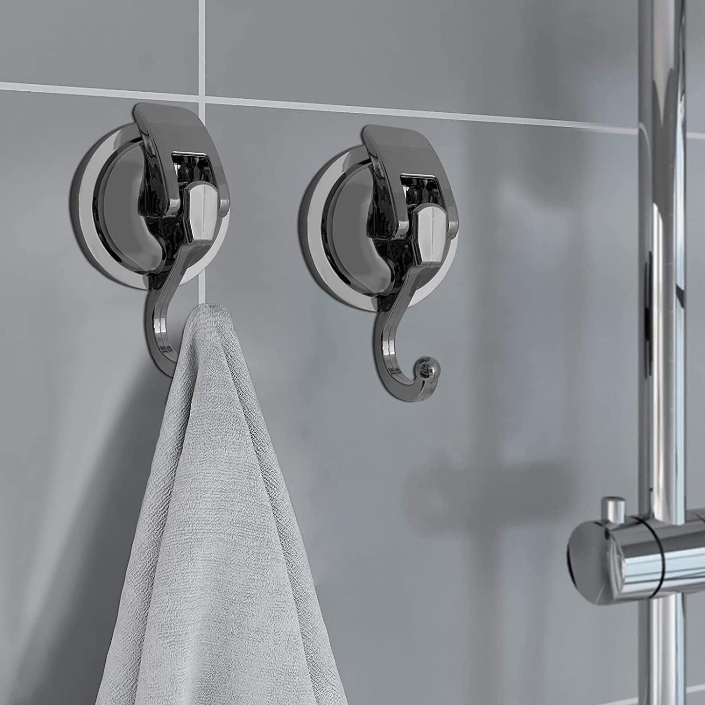 Heavy Duty Suction Cup Hooks for Shower, Bathroom Robe - Vacuum Glass Hooks, Reusable, No Hole