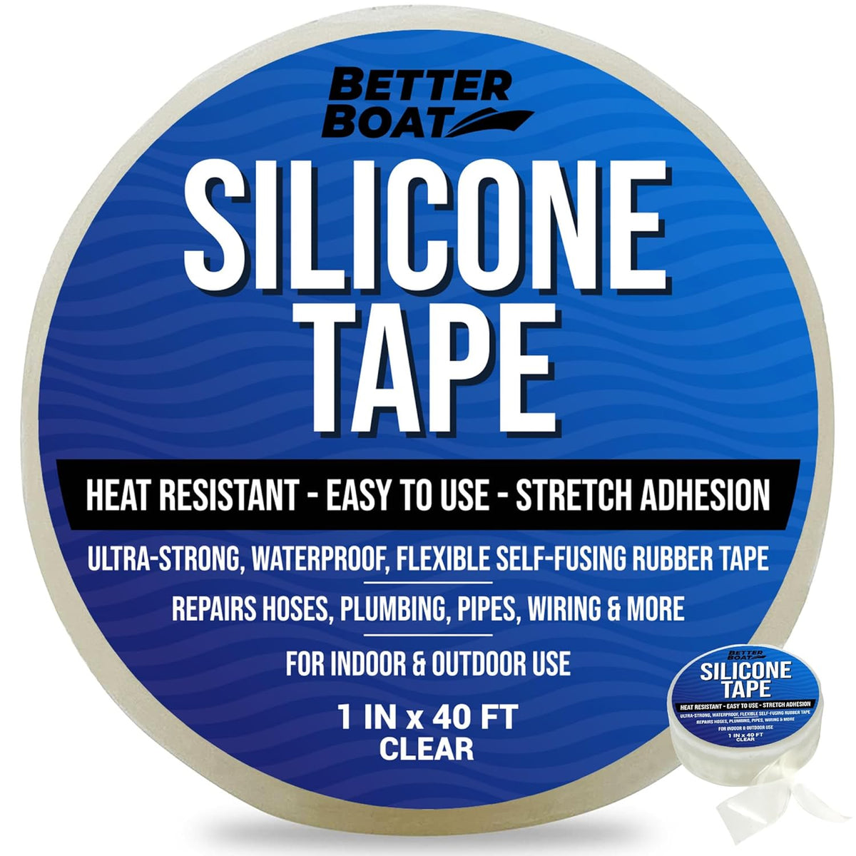 Clear Heavy Duty Silicone Tape, Self-Fusing Rubber Hose and Plumbing Water Pipe Repair Seal, Coax