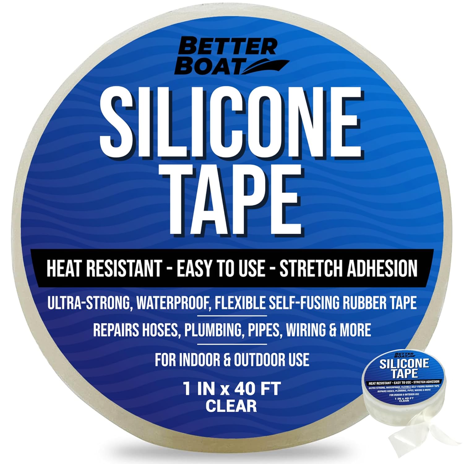 Clear Heavy Duty Silicone Tape, Self-Fusing Rubber Hose and Plumbing Water Pipe Repair Seal, Coax