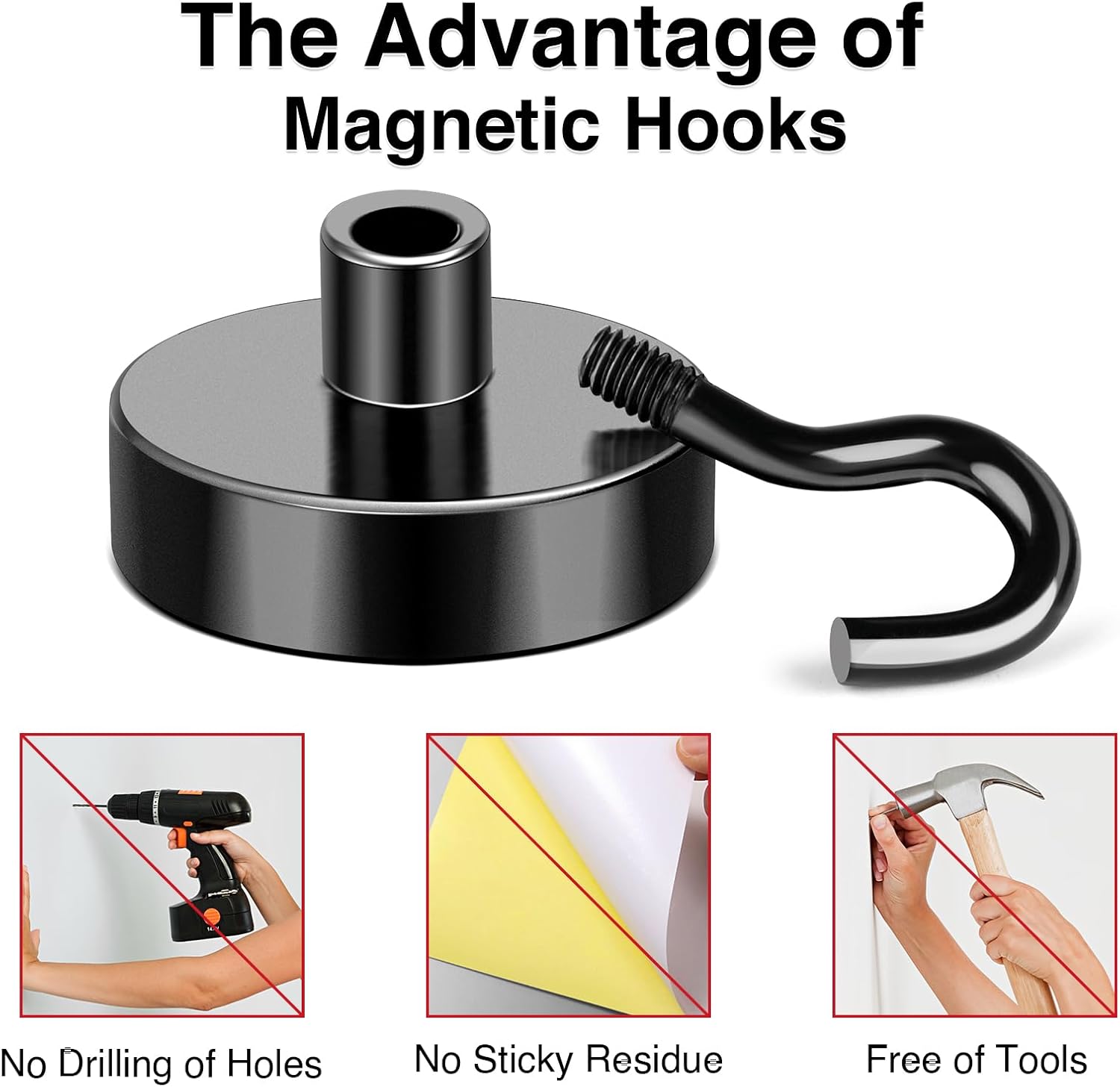 MIKEDE Magnetic Hooks, 40LB+ Heavy Duty Magnet Hooks for Cruise Cabins, Super Neodymium Hanging