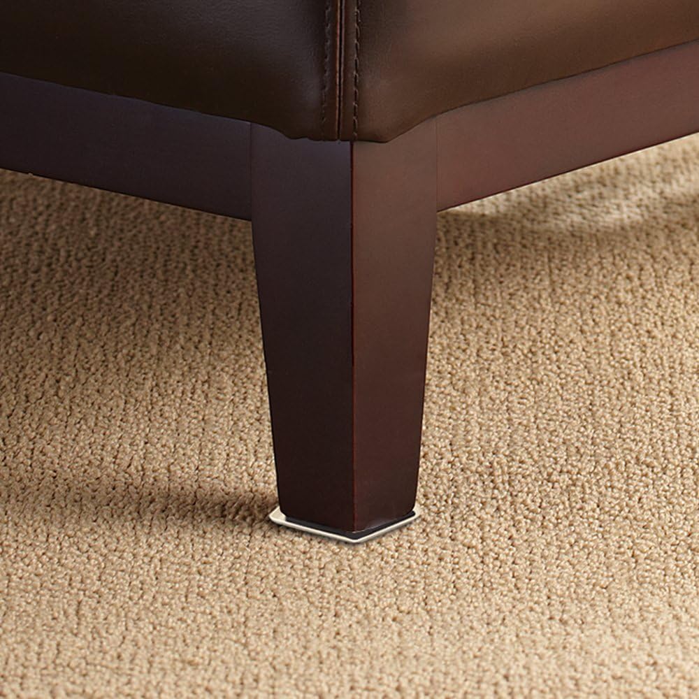 Super Sliders 5 Inch Square Corner Plastic Reusable Furniture Sliders for Carpeted Floors, Durable