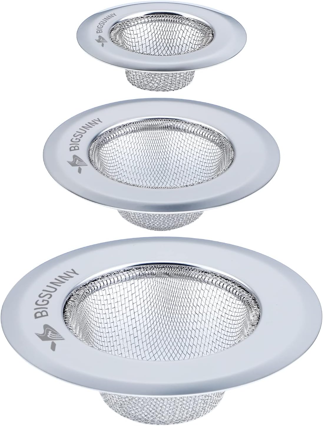 Mesh Sink Strainer Set of 3, MSY BIGSUNNY Stainless Steel Kitchen Sink Strainer Kitchen Drain