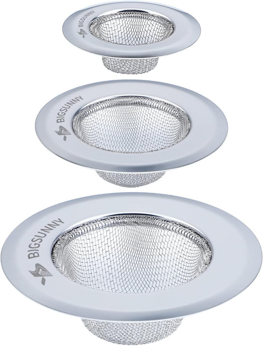 Mesh Sink Strainer Set of 3, MSY BIGSUNNY Stainless Steel Kitchen Sink Strainer Kitchen Drain