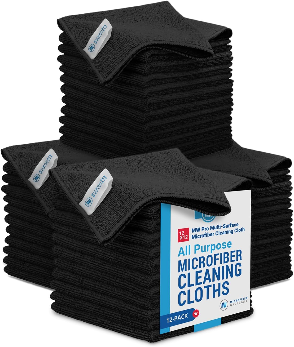 Microfiber Wholesale Cleaning Cloths (48 Pack) | Size 12" x 12"| All Purpose Microfiber Towels