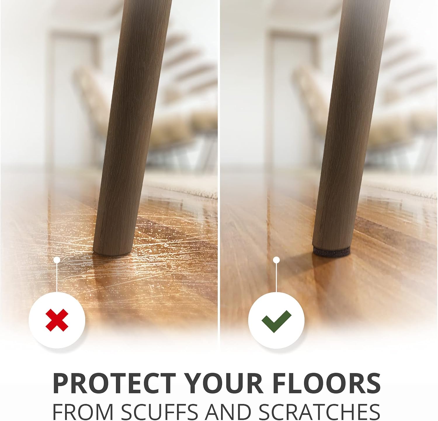 Felt Furniture Pads X-PROTECTOR - 48 Premium Floor Protector Chair Felts for Feet Wood Floors Best
