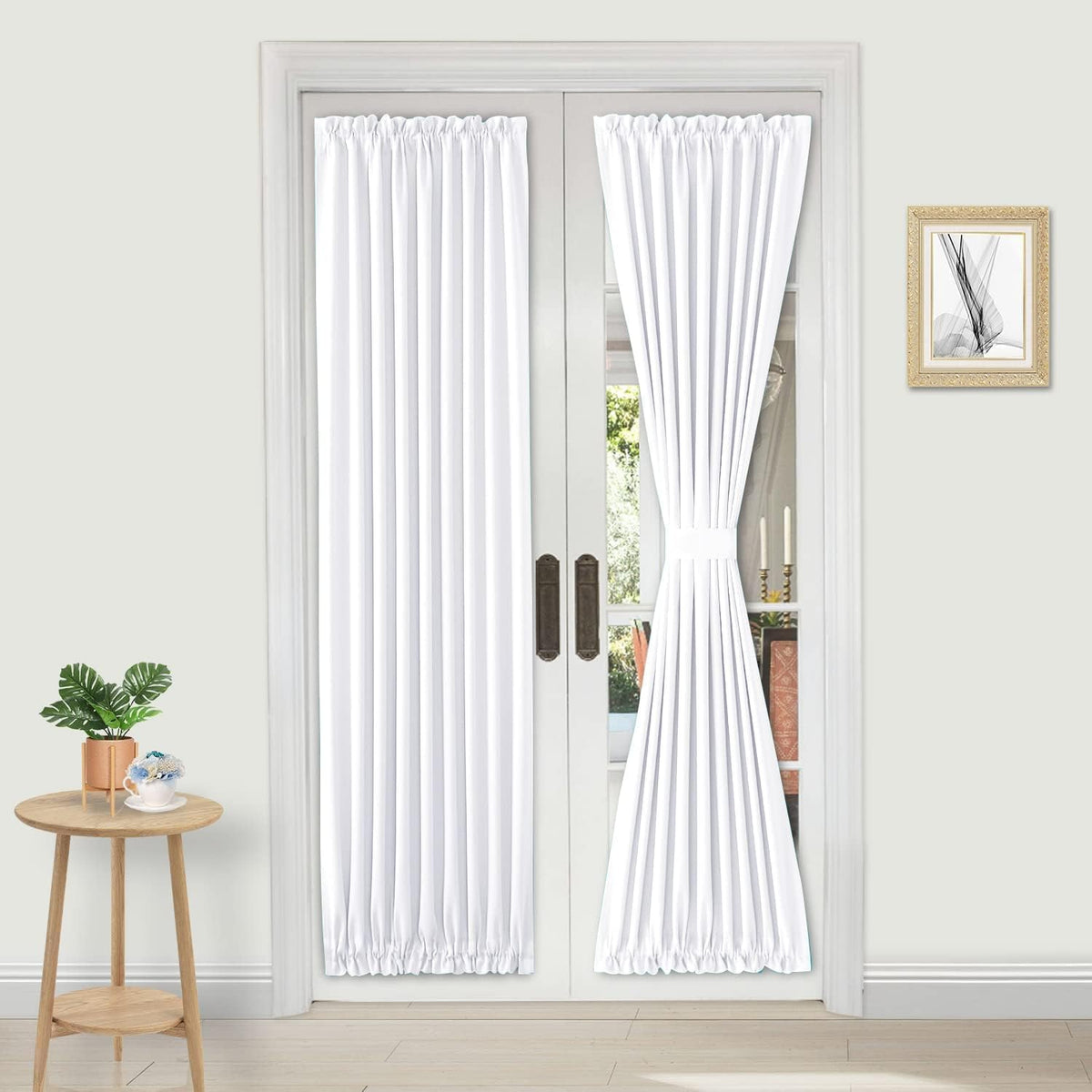DWCN French Door Curtains – Rod Pocket Thermal Curtain for Doors with Glass Window, Kitchen and