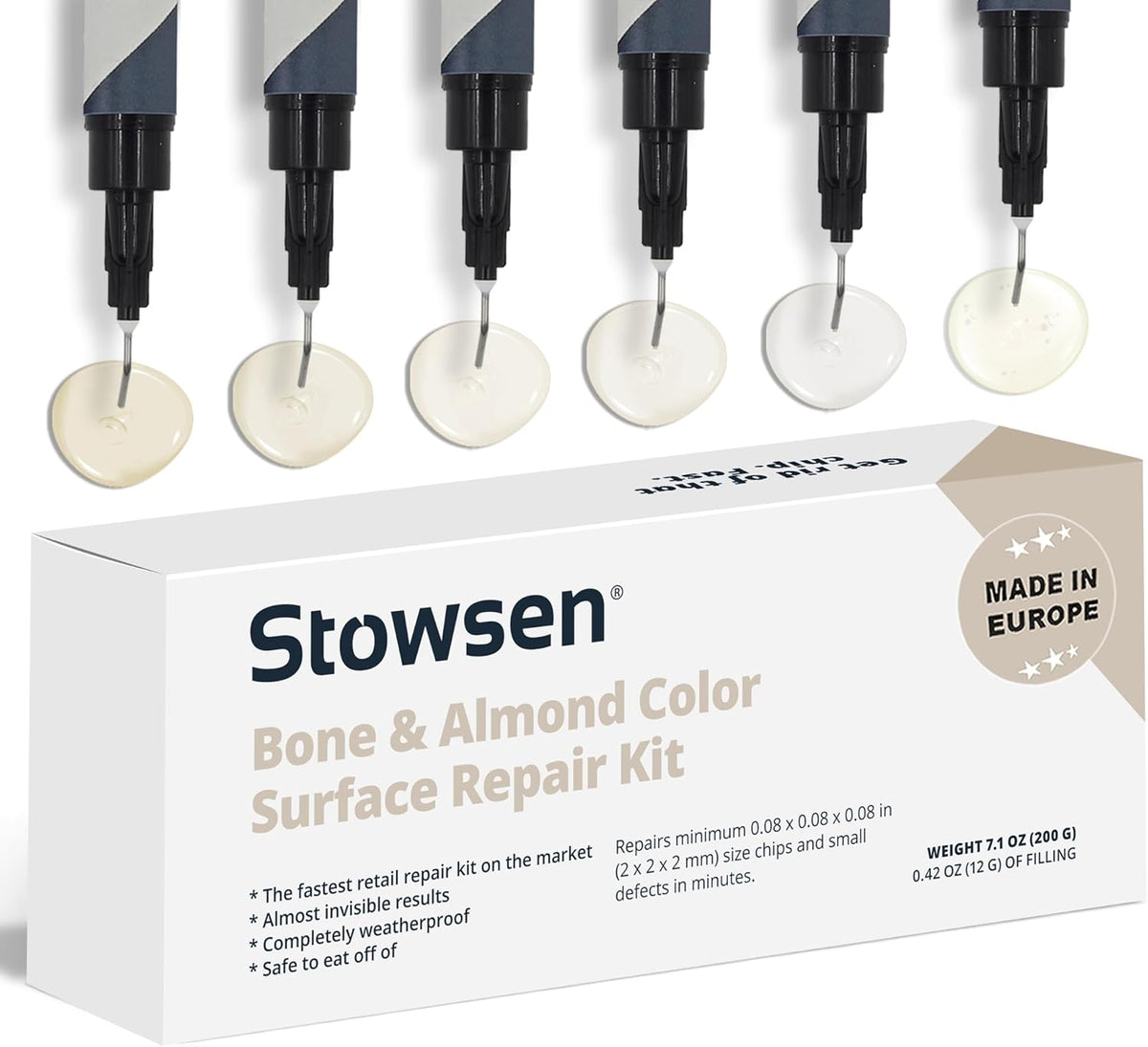Bone & Almond Color Surface Repair Kit - Fix Chips & Defects in Minutes | Repair Tiles Bathroom