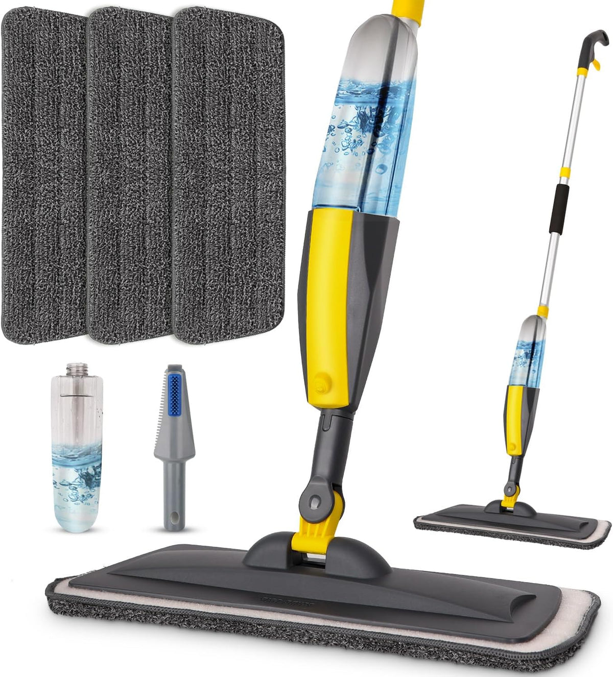 Mops for Floor Cleaning, Spray Mop with 400ml Refillable Bottle and 2 Replacement Pads Dry Wet