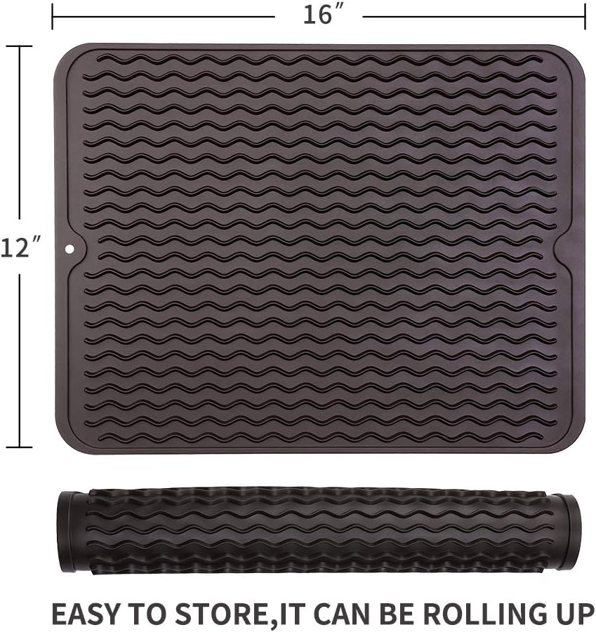Silicone Dish Drying Mat for Multiple Usage,Easy clean,Eco-friendly,Heat-resistant Silicone Mat for