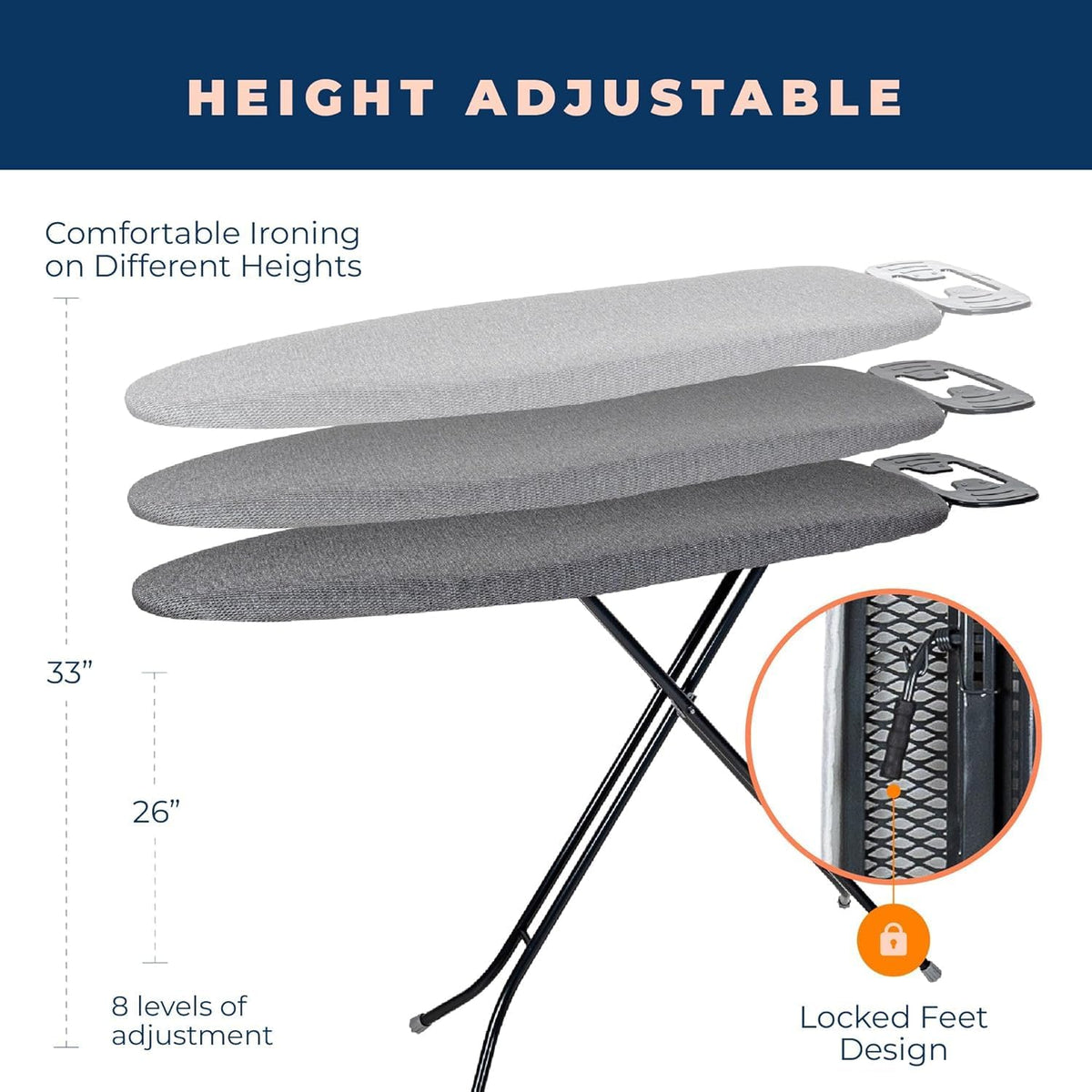 Ironing Board with Iron Rest, Iron Board with 3 Layers Extra Thick Cover, Compact and Space Saver