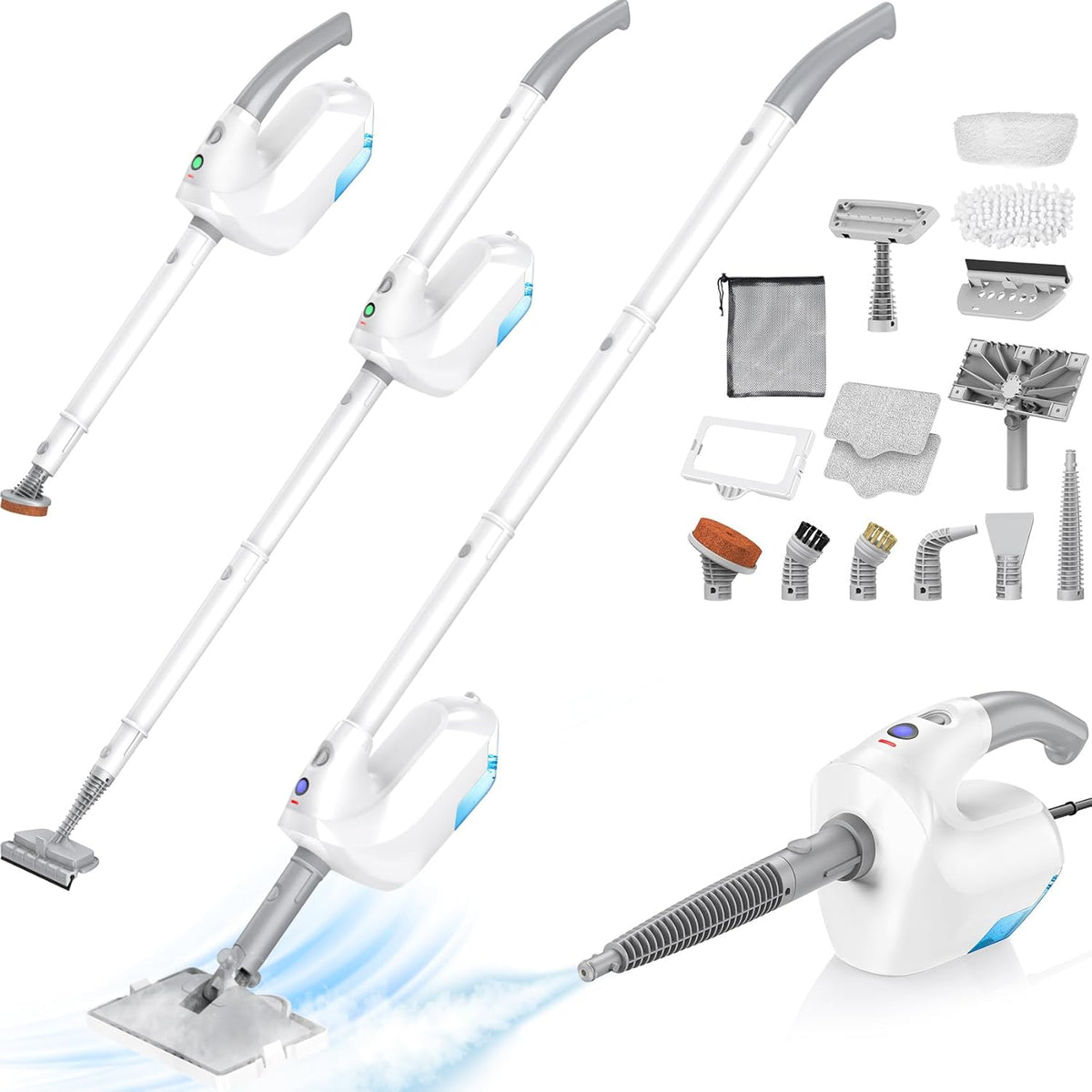 10-in-1 Steam Mop with Detachable Handheld Steamer, Multi & Up Steam Cleaner for Home with 350ml