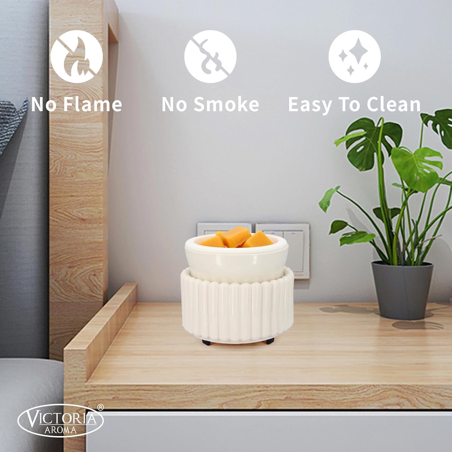 Ceramic Wax Melt Warmer with 1 pc Silicone Dish Candle Warmer for Scented Wax Electric Fragrance
