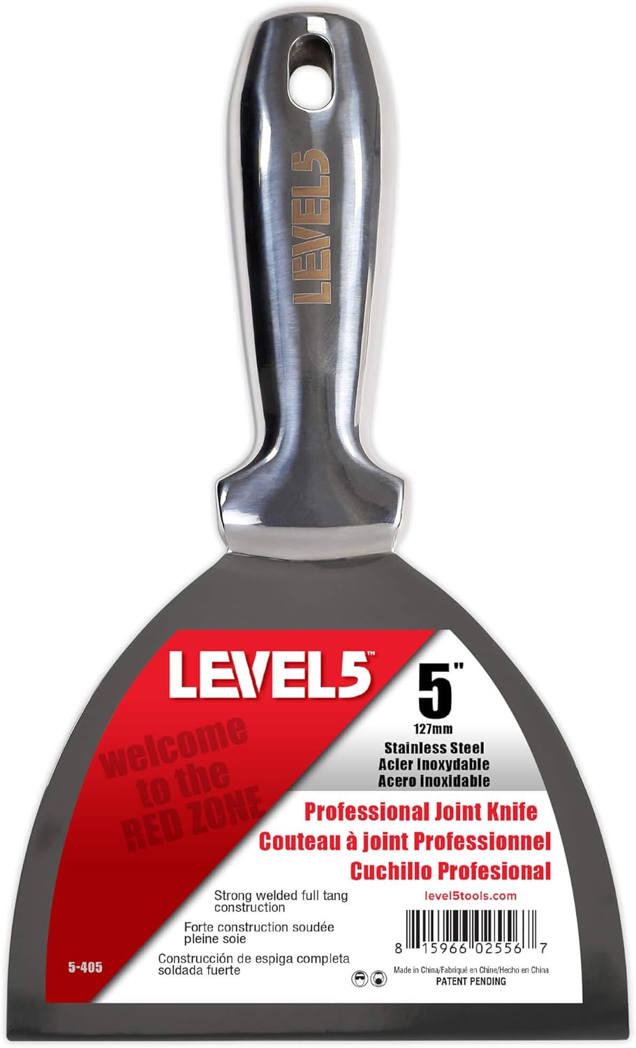 5" All Stainless Steel Joint Knife - LEVEL5 | Professional Grade Putty Blade, Premium Polished