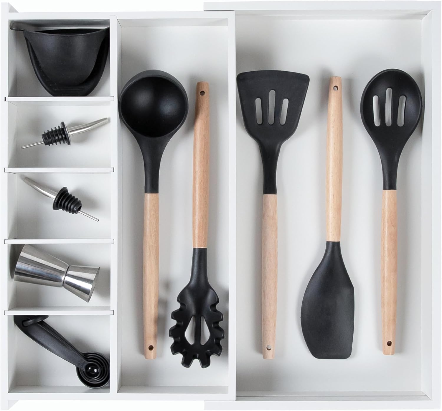 KitchenEdge Adjustable Kitchen Drawer Organizer for Utensils and Junk, Food-Safe Contract Grade