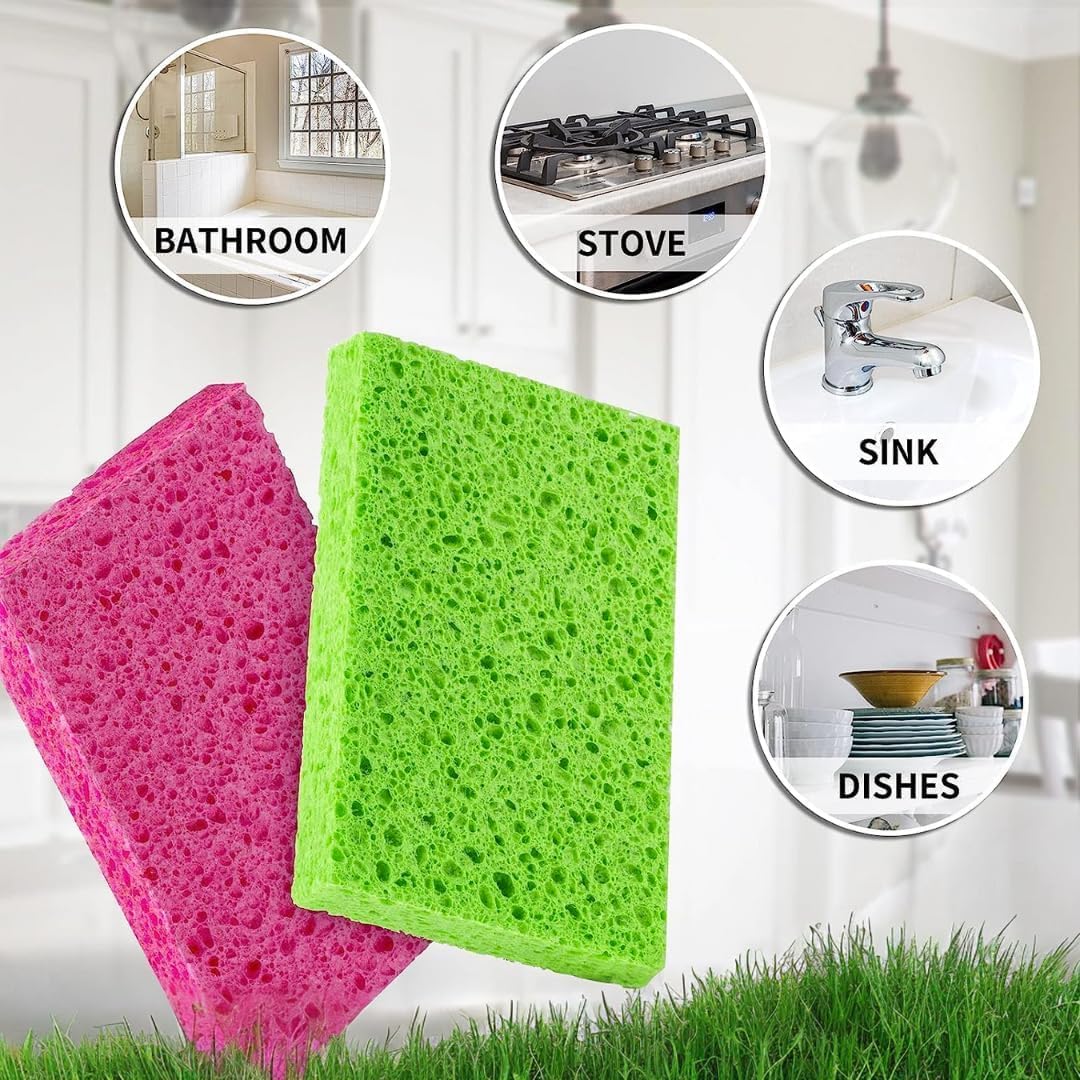 bioGo 30 Pack Compostable Pop-Up Sponges - Expanding, Non-Scratch, Plant-Based Dish Sponges - Bulk
