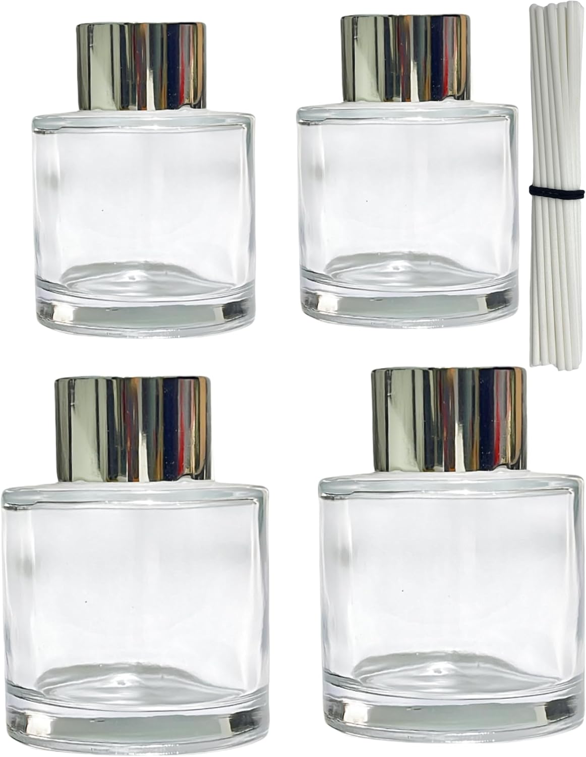4PCS Reed Diffuser Bottles Empty, 20Pcs Reed Diffuser Stick, Diffuser Bottle Capacity 50ml (1.7oz)
